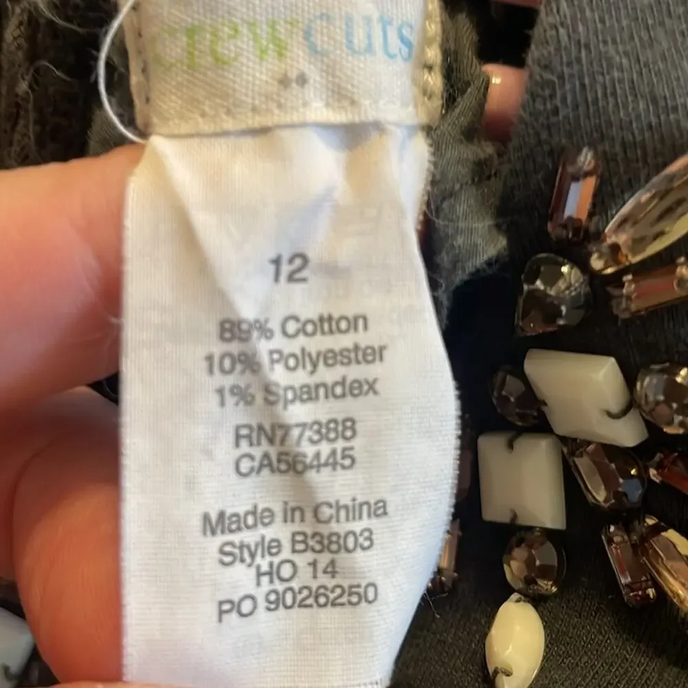 Crewcuts Factory Gray Jeweled‎ Neckline Dress Size 12